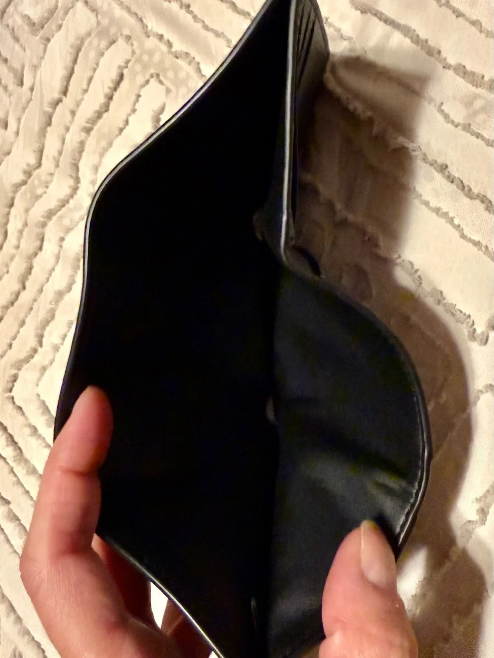 Coach Black Pebbled Leather Trifold Card Holder